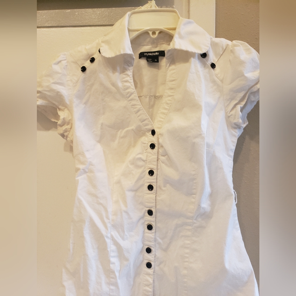 My Michelle button fitted white blouse